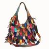 Women's European & American Genuine Leather Tassel Patchwork Tote Crossbody Bag - Colorful, Fashionable & Versatile