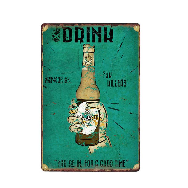 Beer Vintage Metal Tin Sign Chic Home Bar Cafe Poster Wall Decor Art Plaque Pub Tavern Retro Decorative Plates 20*30 CM