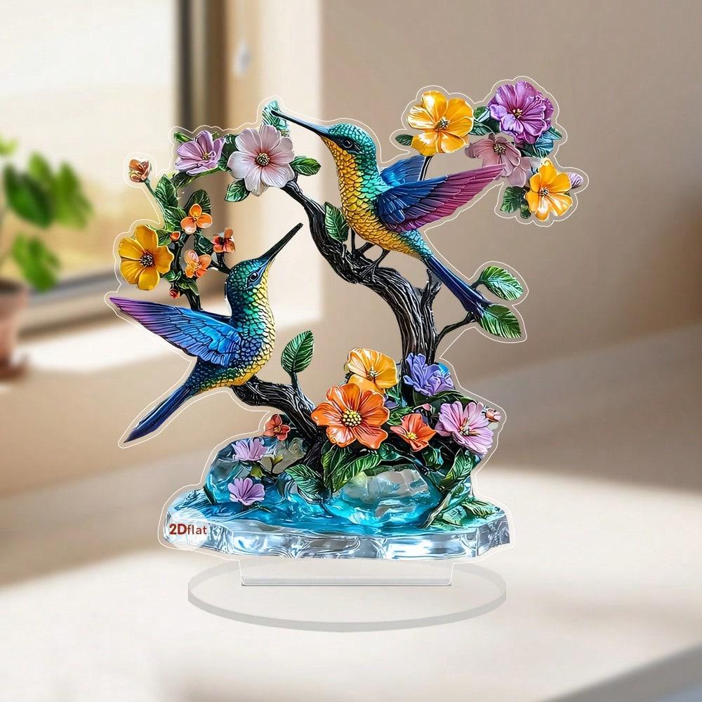 Bohemian kolibřík, 2D plochý akryl, stolní dekorace, ozdoby, vhodné do obývacího pokoje, kanceláře, na párty, Vánoce, Halloween