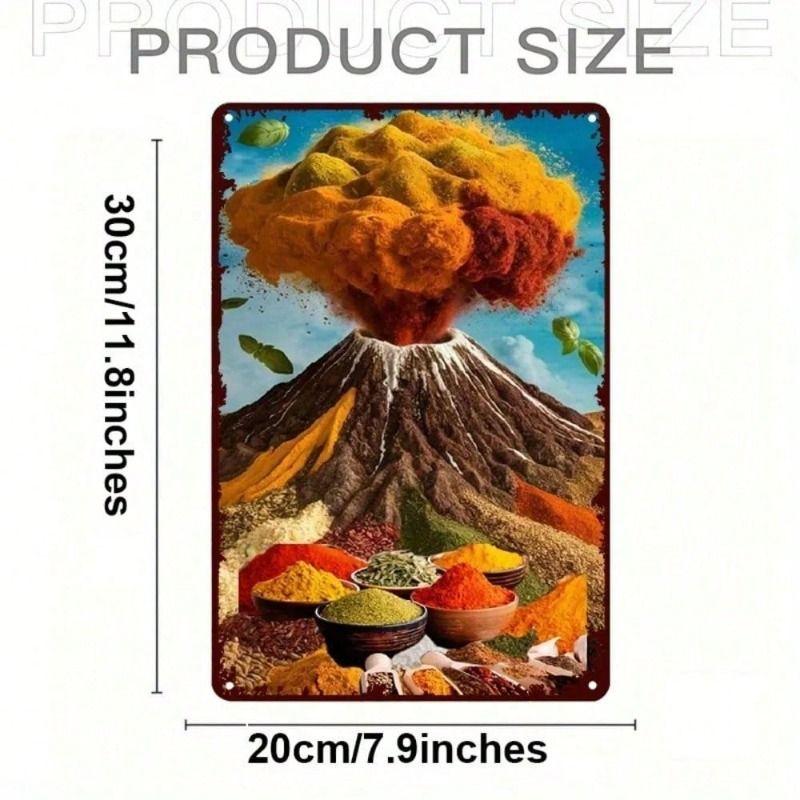 Metal Poster Wall Art Volcanic Eruption Retro Home Decor