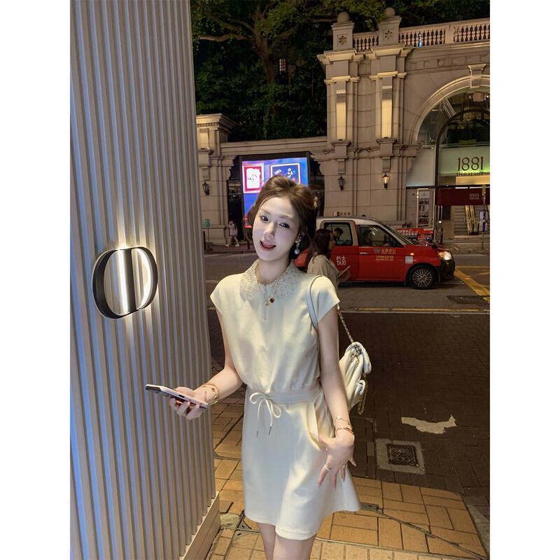 Korean Style Petite Waist-Cinching Summer Dress L