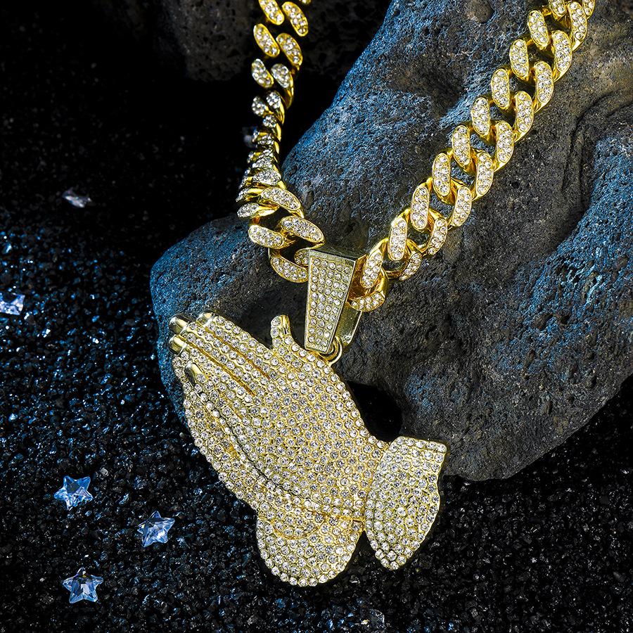 Men's Hip Hop Full Diamond Zinc Alloy Pendant Necklace