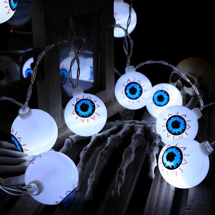 LED Halloween Ghost Eye String Lights - Flashing Eyeball Battery Decor