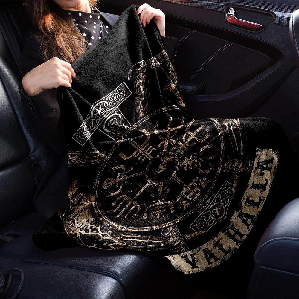 Viking Theme Printed Blanket - Perfect for Couch, Bed, Travel & Outdoor Use | Machine Washable, Cozy & Durable.