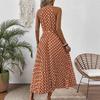 European and American Women's Clothing Spring and Summer Fashion Printing Polka Dot Round Neck Long Dress Women's Dress