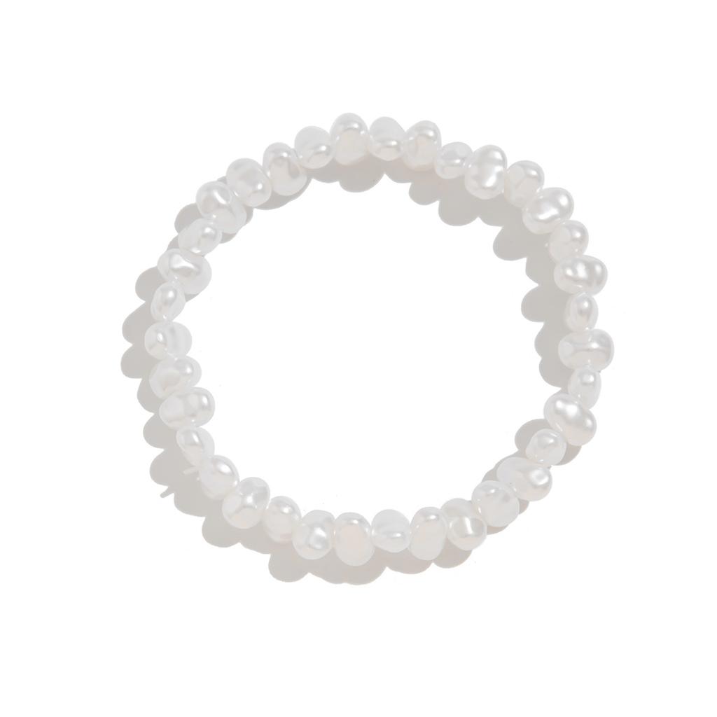 Niche Design Sense Geometric Metal Section Bracelet, Imitation Pearl Stacked Exaggerated Bracelet Women