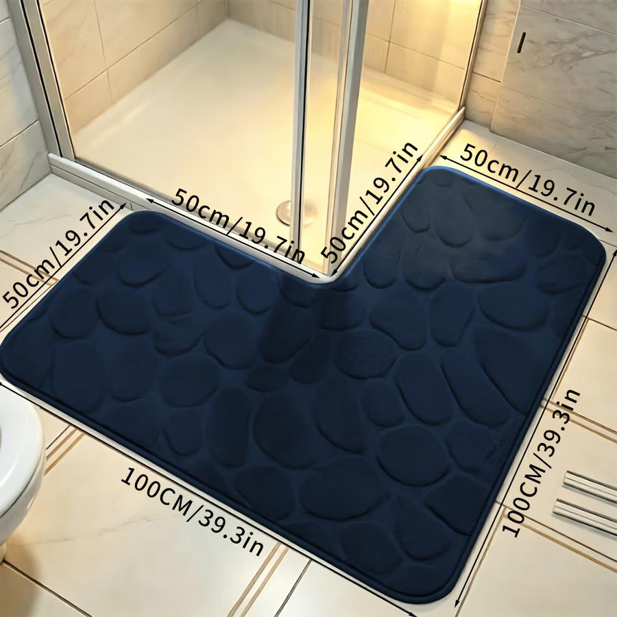 Ultra-Soft Bath Mat, L-Shaped Pebble Bath Mat, Soft and Comfortable Carpet, Suitable for Shower Mat, Bathroom Accessories,