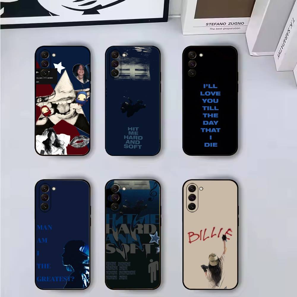 Pouzdro na telefon Musician Billie E-Eilish pro Samsung Galaxy A73, A72, A71, A70, A53, A52, A51, Ostatní Měkký černý kryt