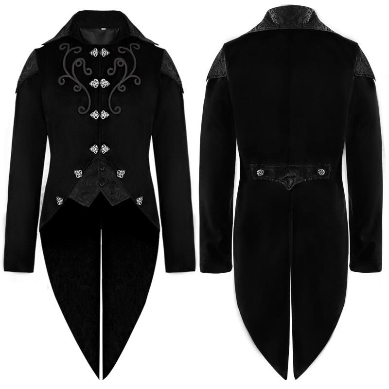

European & American Men s Medieval Swallowtail Coat Costume - Retro Long Sleeve Prince Evening Attire (2025) XXXL
