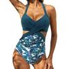 Damen-Badeanzug, ausgeschnitten, einteiliger Badeanzug, Neckholder, hohe Taille, Strandmode, Monokini, Push-Up-Badeanzug, einteilige Badebekleidung für Damen