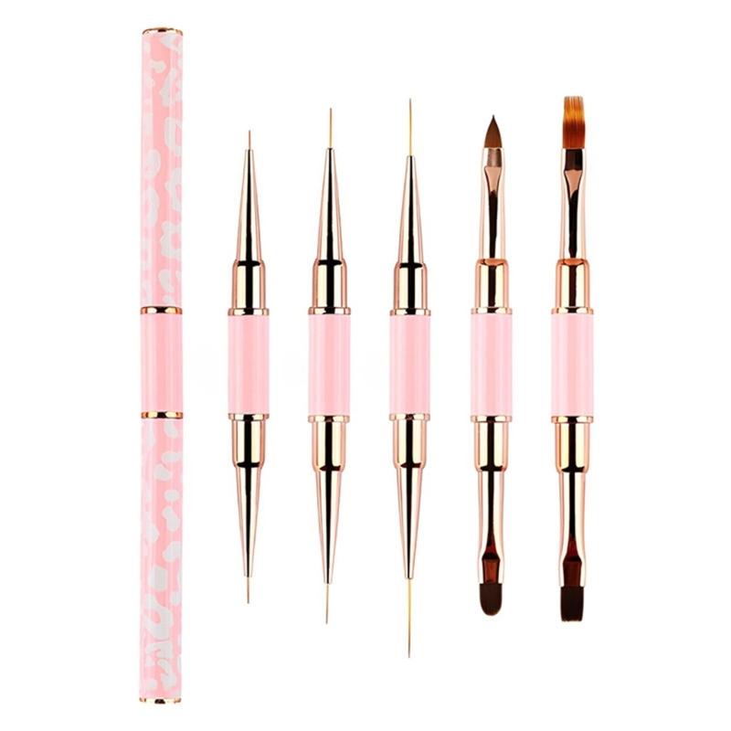 5 Pcs Double-Sided Nails Art Brushes Practical Nails Art Liner Brushes Nail Art Pens Nail Brushes for Long Lines