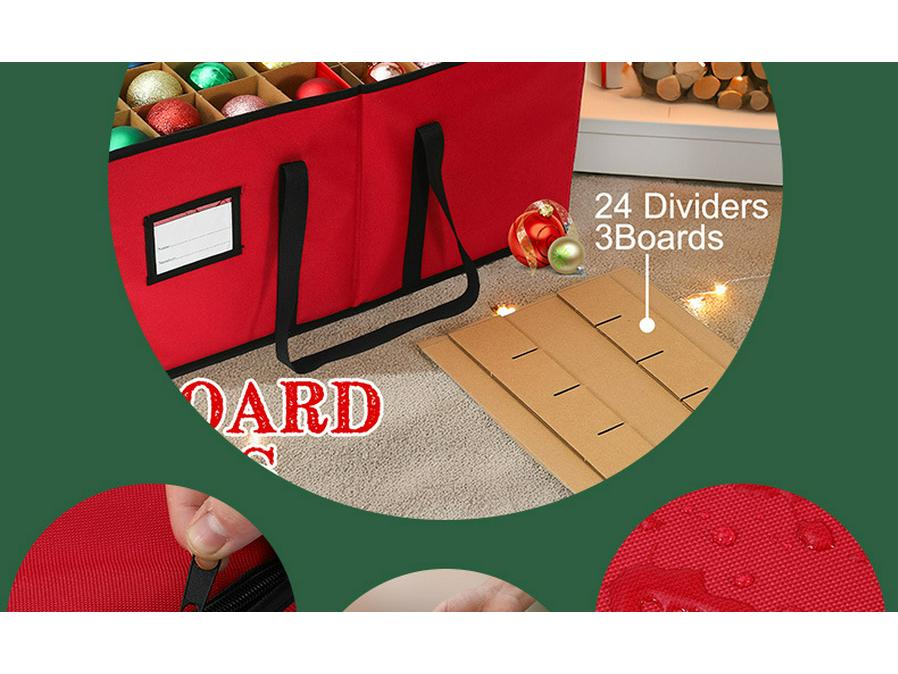 Foldable Oxford Cloth Christmas Ornament Storage Box with 128 Compartments