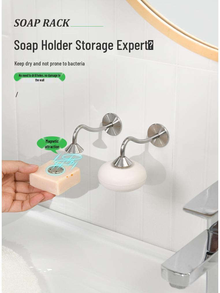 Stainless Steel Wall-Mounted Magnetic Soap Holder