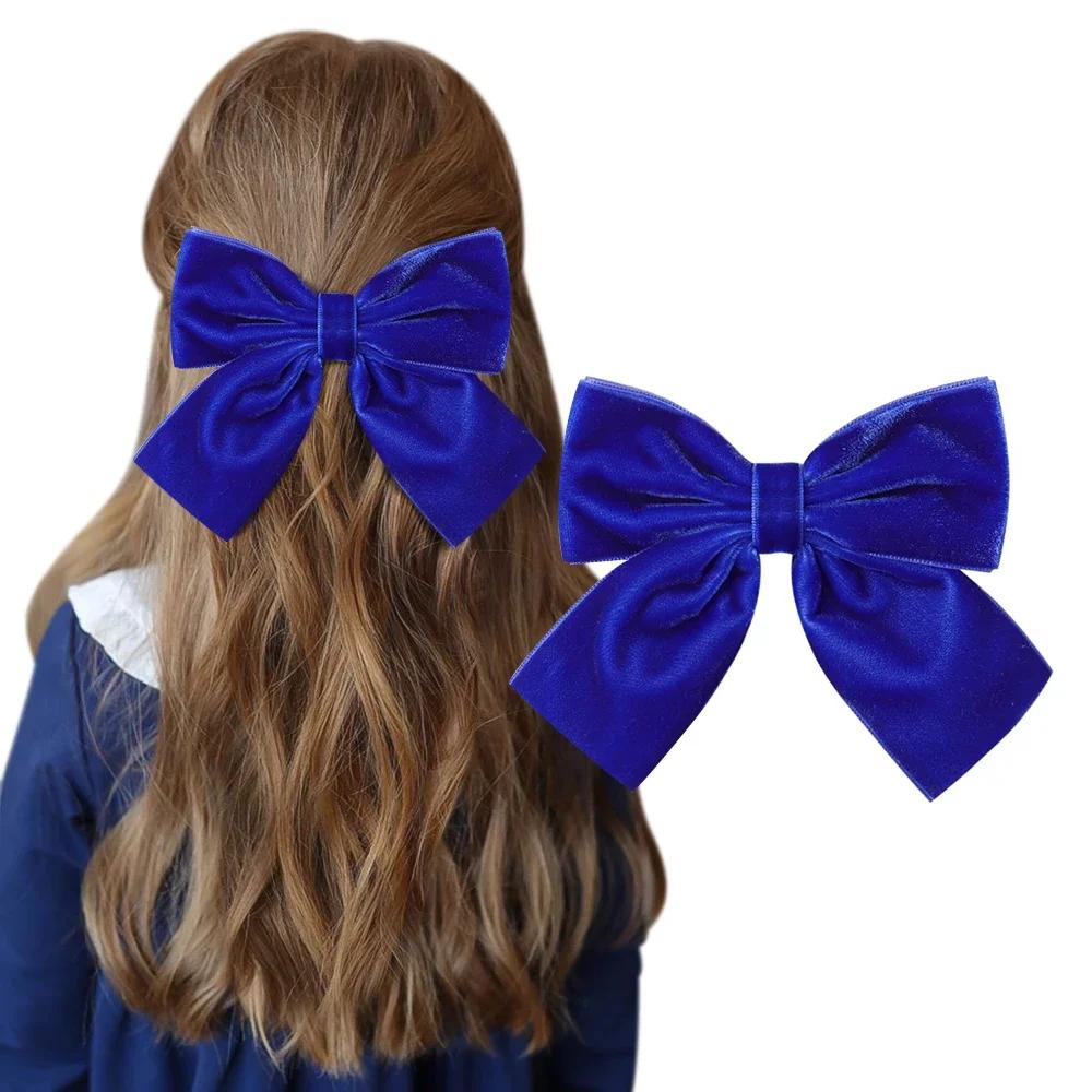 

2 шт./компл. Винтажные большие бархатные заколки-автоматы с бантом для женщин, девочек, свадебные ленты, корейская заколка для волос, зажим для волос, аксессуары для волос