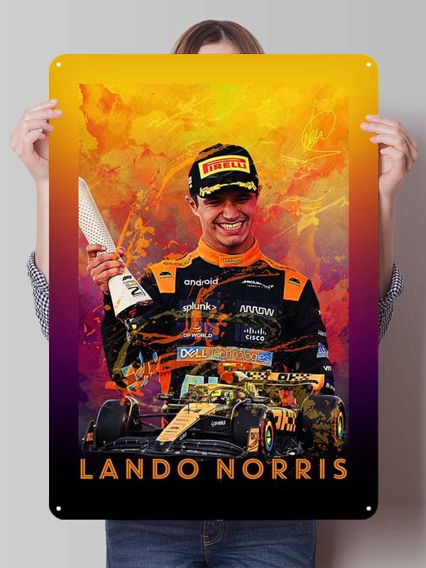 Lando Norris Racer Posters F1 Racing Metal Signs Gaming Room Decoration Custom Tin Plates for Wall Art Decoration Retro Decor