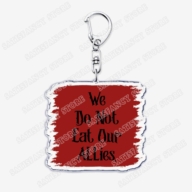 

We Do Not Eat Our Allies Keychains for Women Accessories Bag Fourth Wing Iron Flame Dragon Keyrings Jewelry Fans Friends Gifts