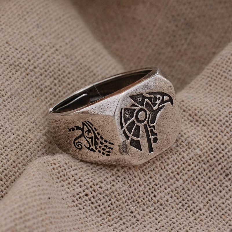 

New Style Retro Eye Of The Egyptian Gods Horus Thai Silver Men Ring Party Gifts No Fade Wholesale resizable