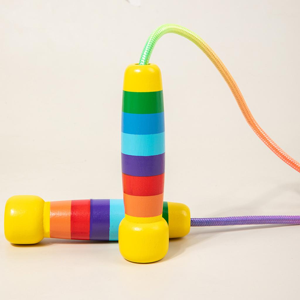 Adjustable Skipping Rope with Wood Handle and Woven for Girls and Boys, Skipping Rope Exercise Fat Burnings Gym Training