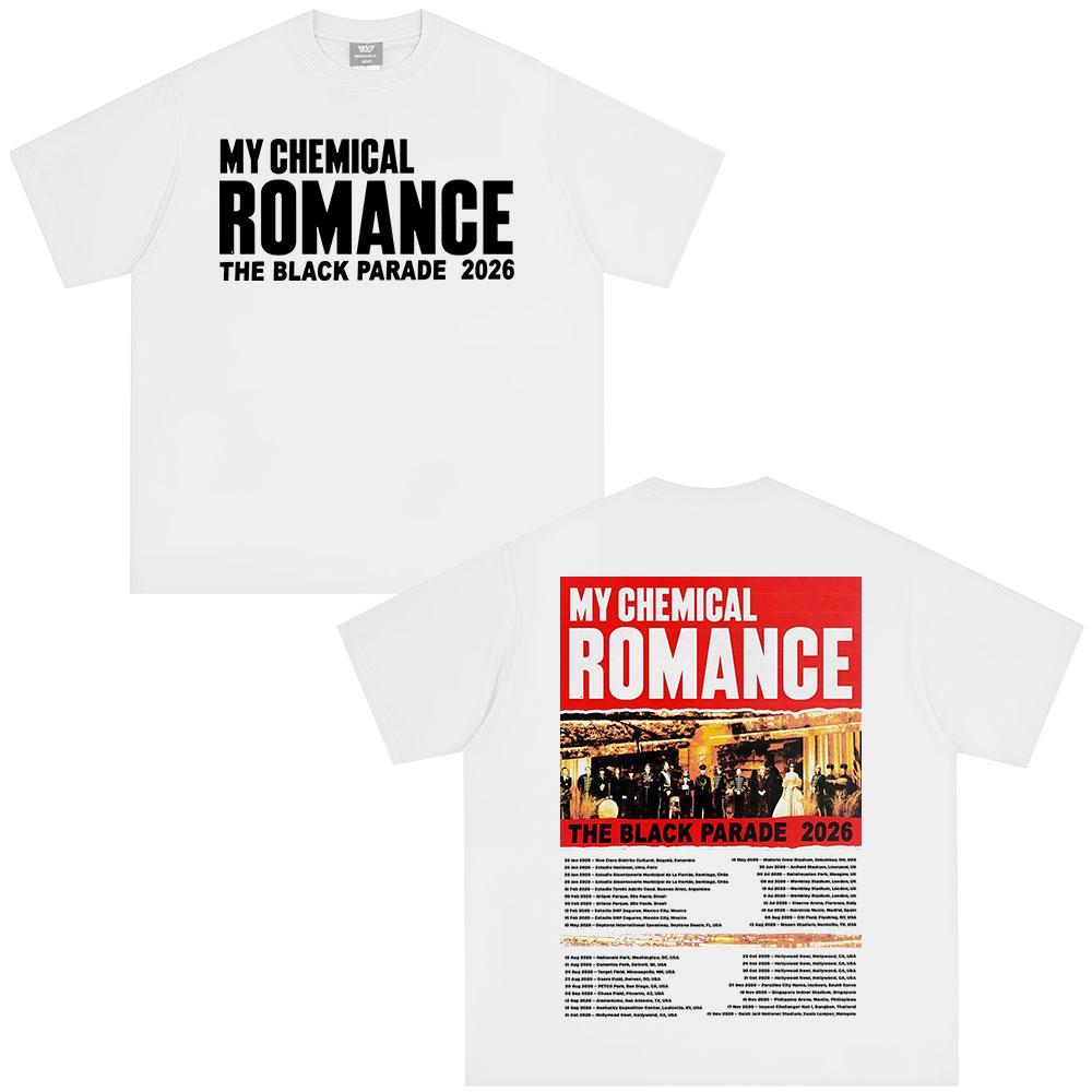 Rock Band My Chemical RoUnisexce Tshirt The Black Parade Tour Tshirts Unisex Women Clothing Fashion Vintage YK Top Streetwear