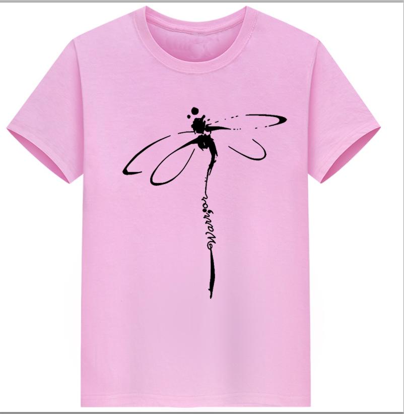 Tops Dragonfly Printed Original Collar Casual Base Shirt Short-sleeved Women's T-shirt Oversized T Shirt Clothes Tees