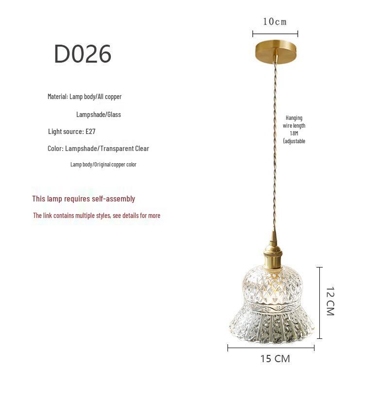 Französische Romantik Wabi-Sabi Kupfer-Pendelleuchte - Retro Japanisches Glas für Schlafzimmer, Balkon oder Flur