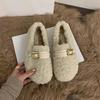 2025 new autumn and winter lamb wool warm piled cotton ladyshoes Korean version gentle pedal wool shoes women's outer wear