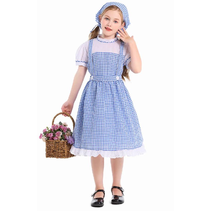 Hildren's Dorothy From The Wizard of Oz Costume Halloween Cosplay Lolita Maid Pastoral Character Shooting Dress