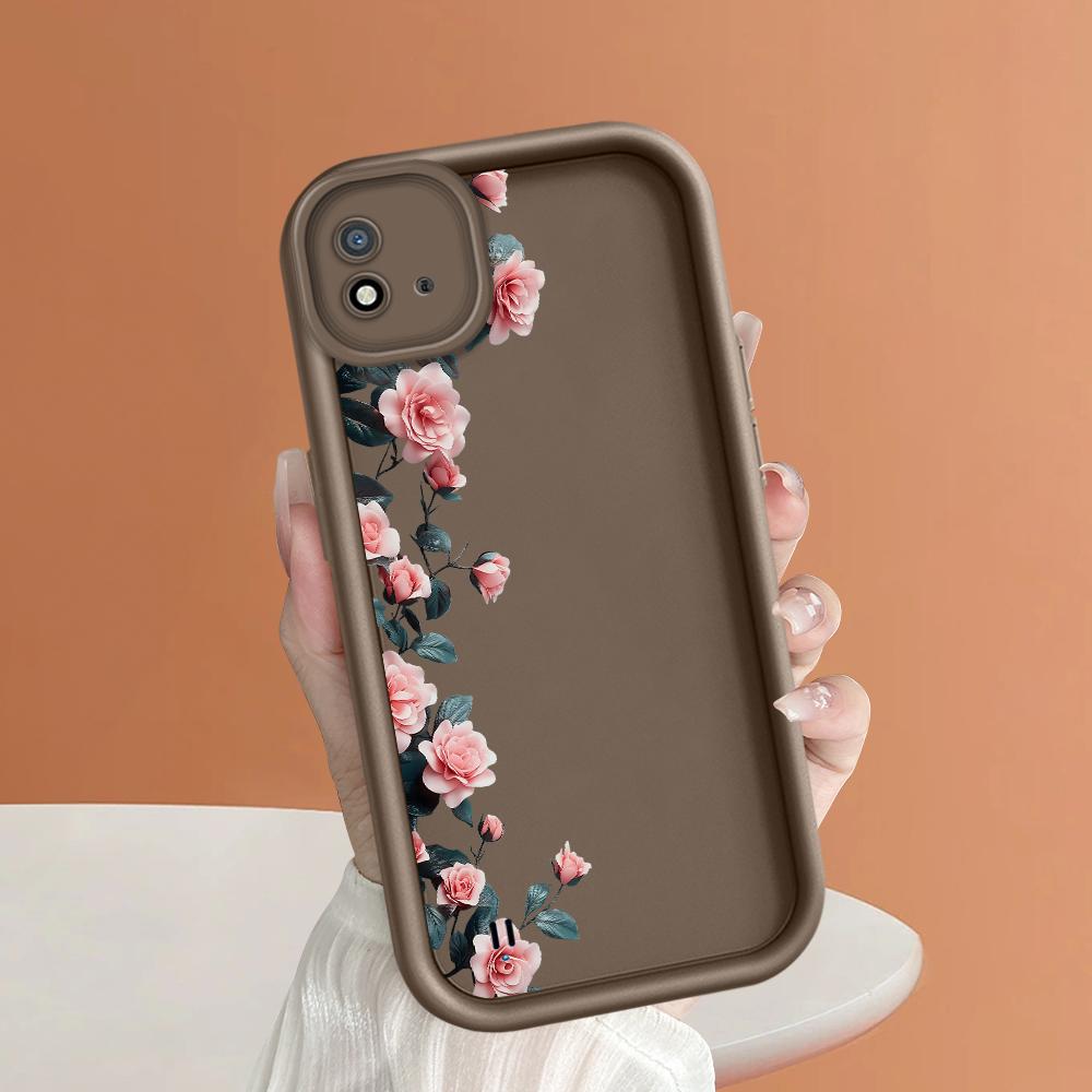 Měkký silikonový čtvercový žebříkový vzor tisku Pouzdro telefonu Plný kryt fotoaparátu Ochranné pryžové pouzdro odolné proti nárazům pro OPPO Realme