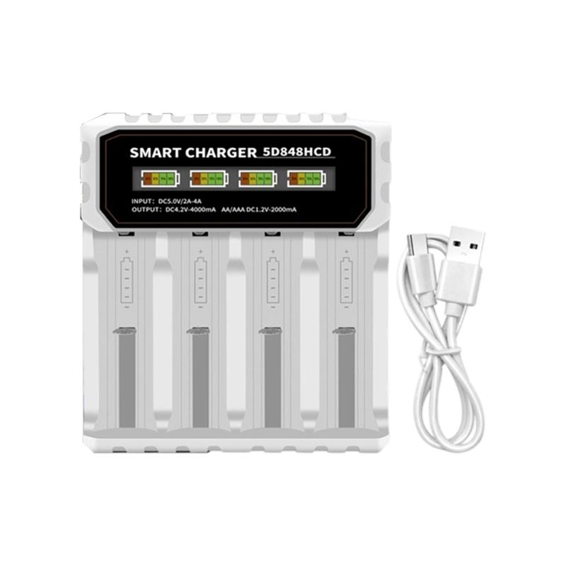 

Intelligent 4 Bay Battery Charging For 3.7V 4.2V Cells Featuring Overcharge Protections Reverse Polarity Safety Accent белый
