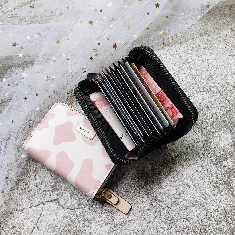 Cartoon Cow Cattle Short Ladies Multi-card Slot Coin Purses Student Cute Triple Fold Wallet Pu Leather Wallet Women