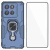 For Motorola Edge 60 Stylus 5G Phone Case WANLONFENG PC TPU Back Cover Kickstand with Tempered Glass