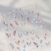 Vigorous Pink Butterfly Gradient Petal Flower Shiny Stars 5D Soft Self Adhesive Nail Art Decoration Sticker Manicure Decal DIY