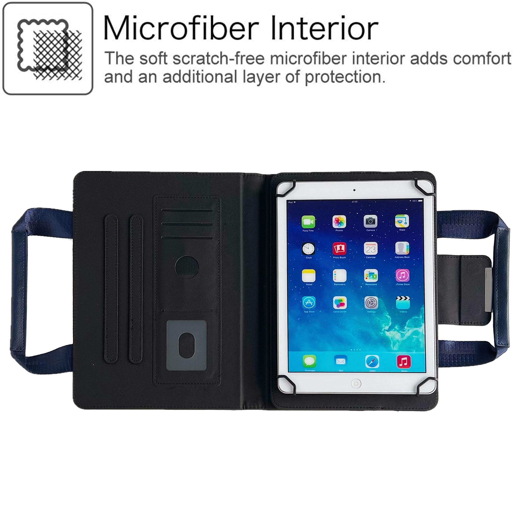 

For Universal 10 inch Tablet Case with Handle/Zipper Pouch PU Leather Shockproof Cover Rose Gold