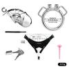 LEZEE Male Chastity Cage Chastity Belt With Peeing Hole Silicone Imitation Clitoris Plug Penis Cages Urethral Lock Sex Toys