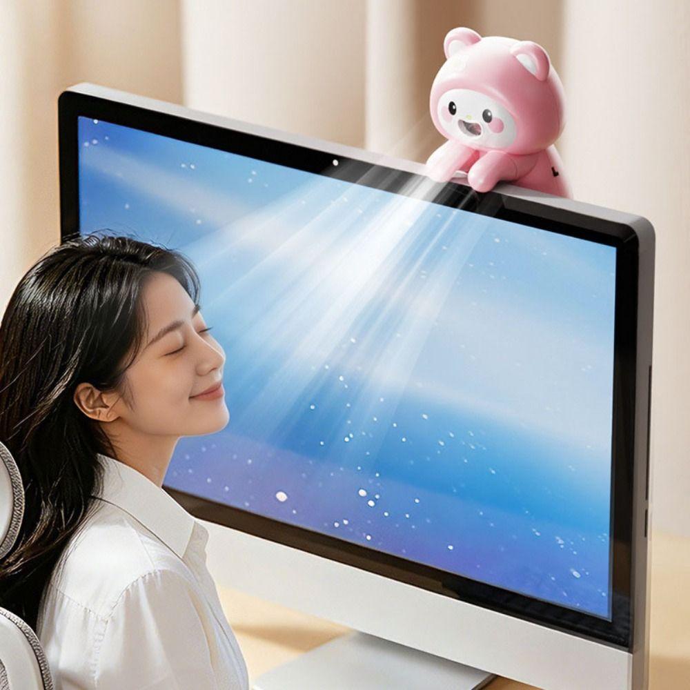 Air-Blowing Attachmen Food Cooling Fan Cute Cartoon Design Mini Clip on Fan Travel Use