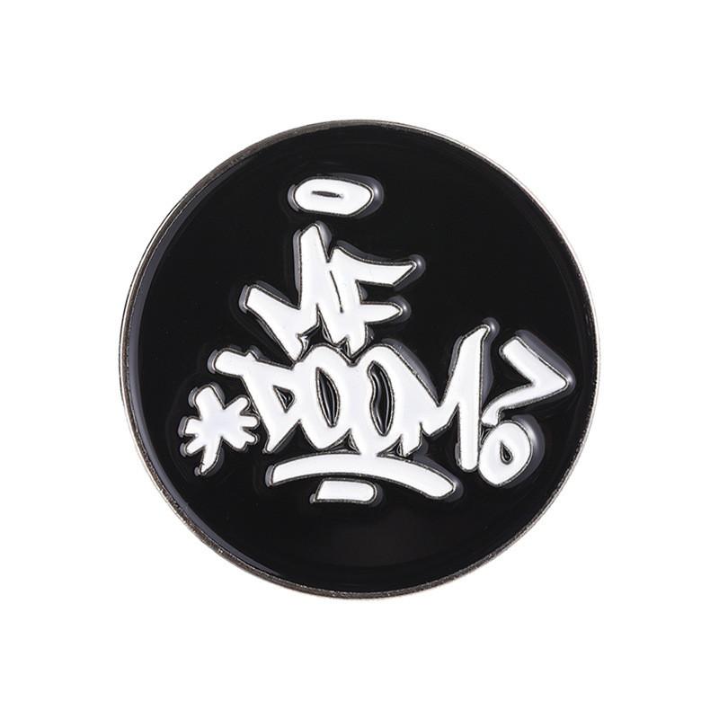 Doom Eyecatching Mf Letter Brooch In Durable Alloy For Unisex Hip Hop And Fashion Punk