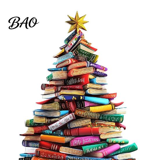 Artistic Holiday Room Accents Stacked Book Christmas Tree Ornament, 2D Flat Stacking Hanging Decoration, Acrylic Ornament Gift Reading Theme Pendant,