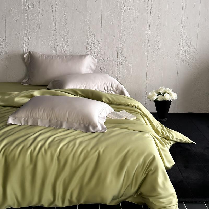 

Эксклюзивный 4-предметный комплект постельного белья из тенселя - Высокая плотность нитей, Чистый тенсель, Однотонный дизайн, Двуспальный/Кинг-сайз Flat Bed Sheet&180x200cm double bed