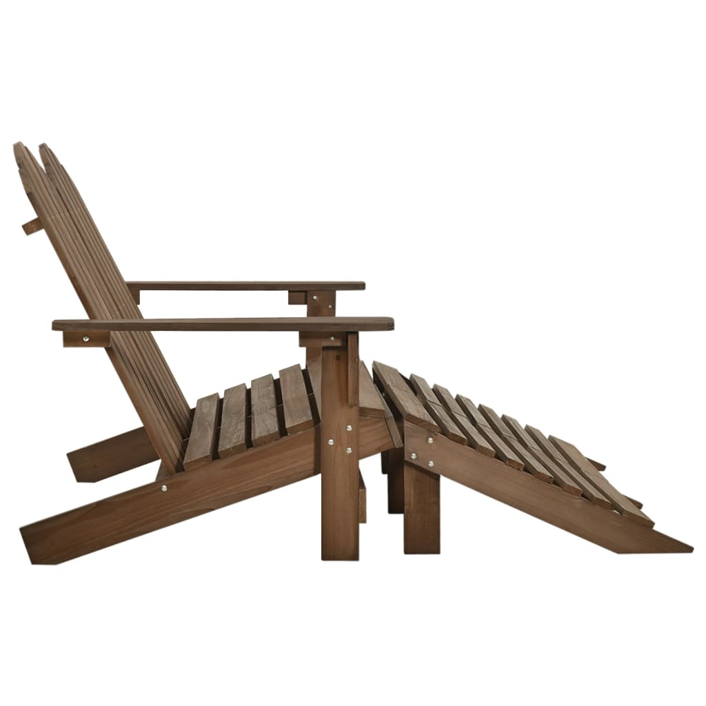 Adirondack Garden Bench 2 Seater with Footrest Pine Wood Brown