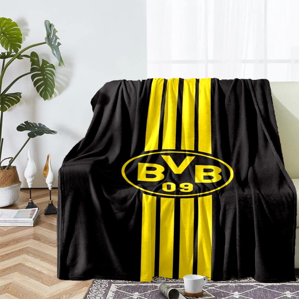 Borussia Dortmund Thema Bedruckte Decke - Perfekt für Sofa, Bett, Reisen & Outdoor-Nutzung | Maschinenwaschbar, Gemütlich & Langlebig.