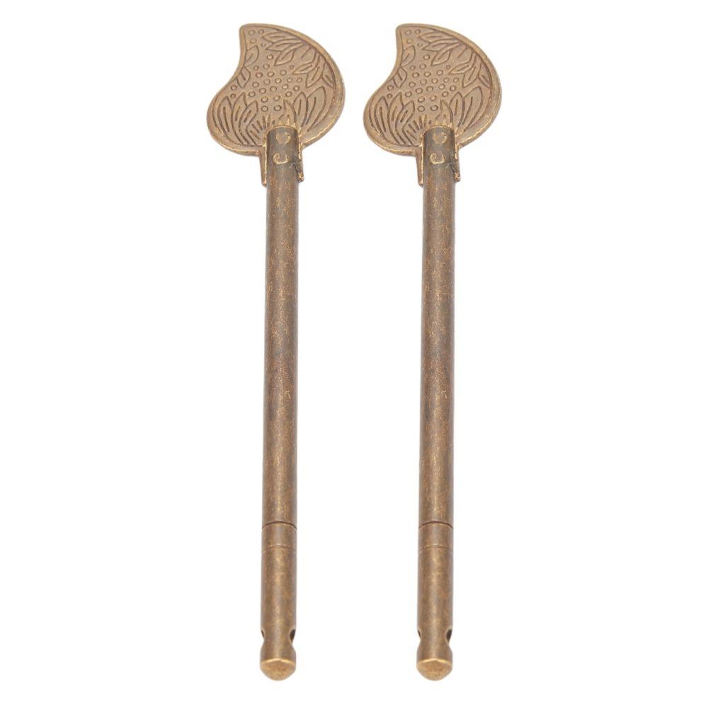 2pcs Antique Brass Door Latch Locking Pin 11cm Leaf Shape Cabinet Key Latch Box Latch Locking Pin Drawer