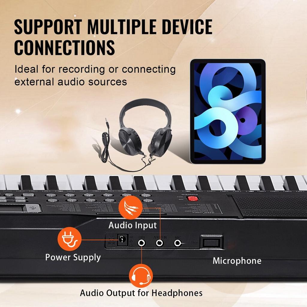 61 Key Digital Keyboard Piano Electric Portable 200 Tones 200 Rhythms