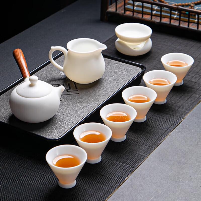 Tuopai 10-Piece Mutton-Fat Jade Porcelain Tea Set