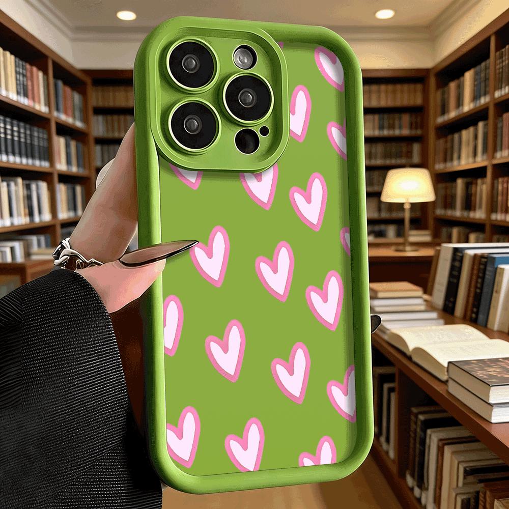 Pink Hearts Seamless Pattern Phone Case for iPhone 17 16 15 14 13 12 11 Pro Max Plus Anti Scratch, Gel Flexible Protective