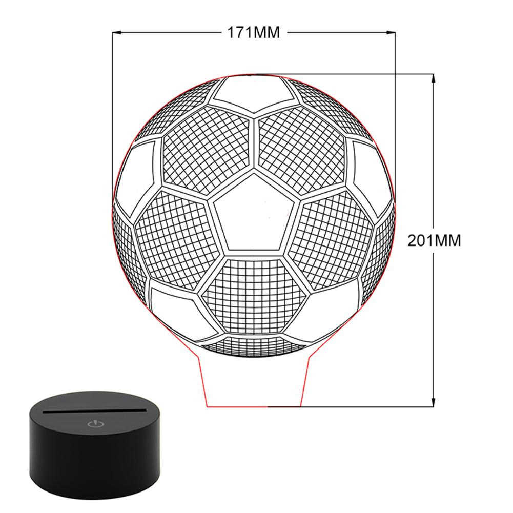 

3D Football Illusion Night Light Novelty 7 Colors LED Table Lamp Christmas Kids Bedside Decoration ColorfulButton 1.5#0