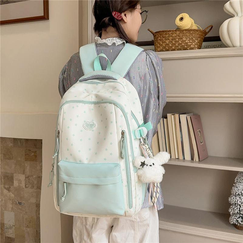 Color Block Women's Backpack Student's Lightweight Commuter Schoolbag