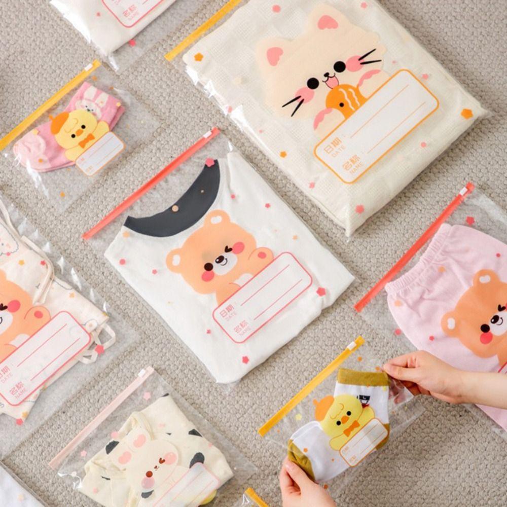 10 PZ Sacchetto Portaoggetti Cartoon Multitaglia Portatile Classificato Borsa per Pannolini/Panni per Bambini Organizzazione Vestiti per Bambini Sacchetto Sigillato Classificato Casa