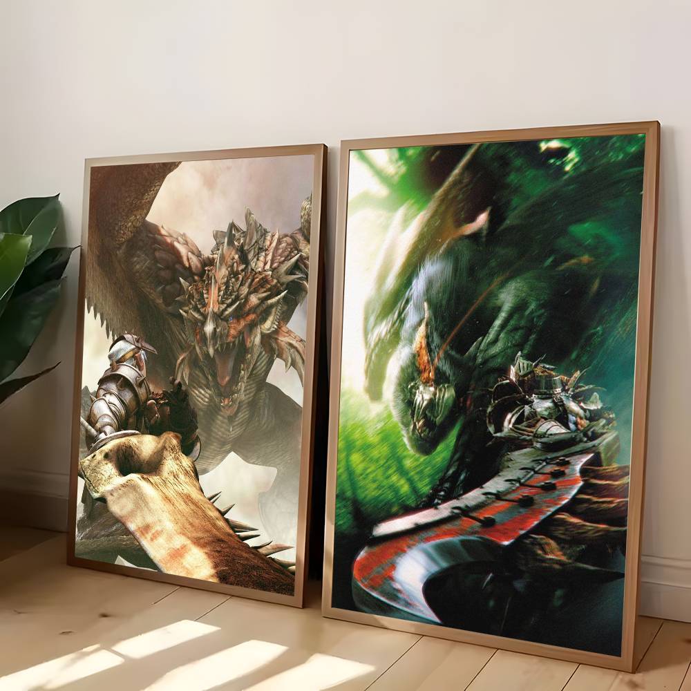 1 Stück Klassische Spiele M-Monster H-Jäger Poster Aufkleber Druck Wasserdichte Wandkunst Für Wohnzimmer Schlafzimmer Heimdekoration