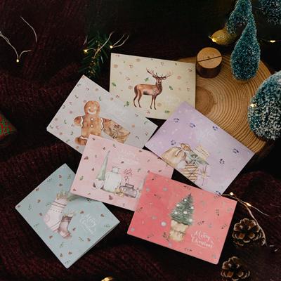 1 Set Christmas Greeting Card with Envelopes Stickers Vintage Style Merry Christmas Card for Festive Xmas Favors