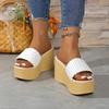 Woven Word with Muffin Slippers Women's Large Size Outer Wear Slope Heel Beach Cool Slippers Wish